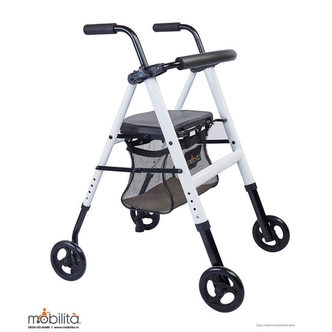 M 200MW - Aluminium Walker - Foldable - Metallic White
