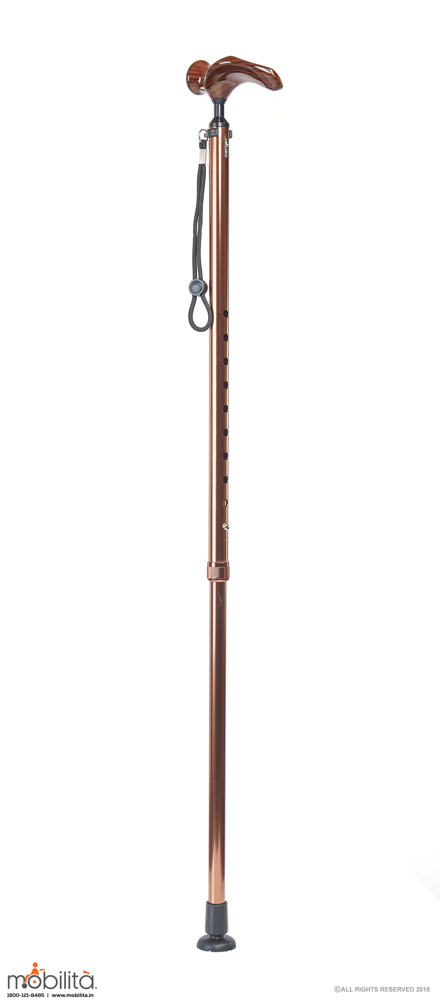 M 711 - Walking Cane - Triangle Foot - Palm Shaped Handle - Champagne Brown