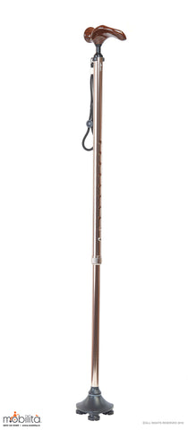 M 717 - Walking Cane - Triangle Foot - Palm Shaped Handle - Champagne Gold