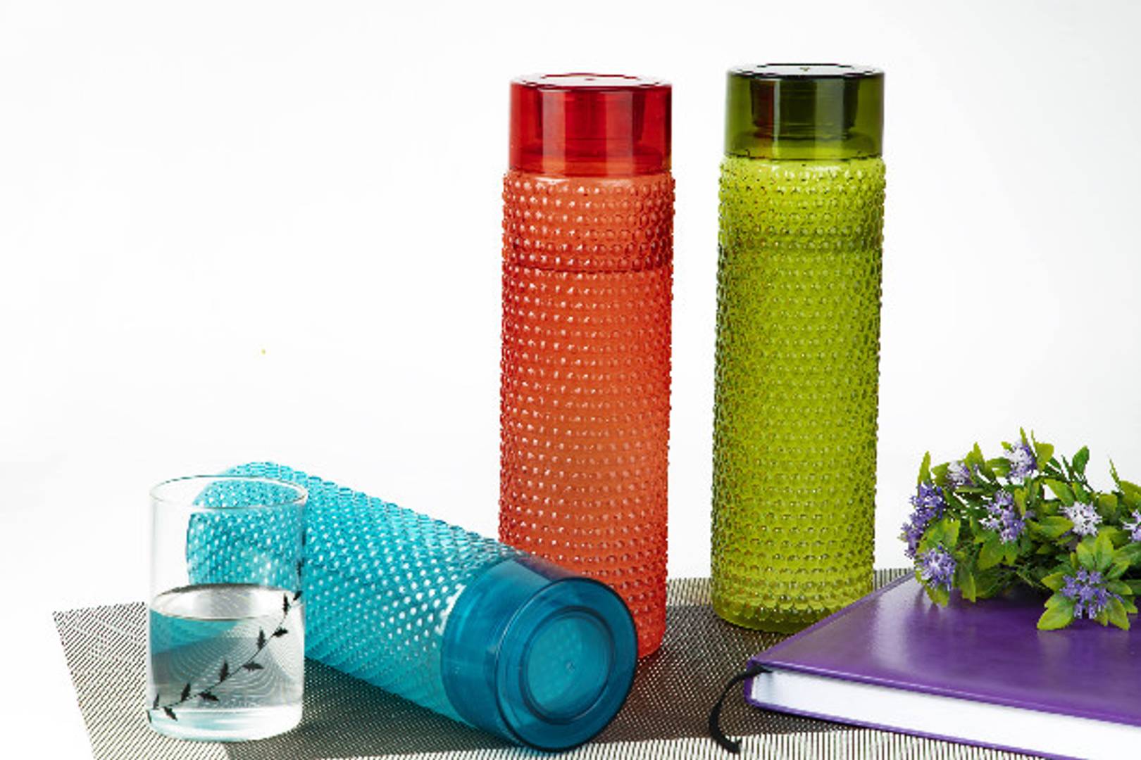 Bubble Water Bottle Multicolour 1000 mL Plastic Water Bottle set of 3