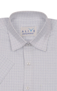 Alive EasyWear Shirt - Blue Checked - Short Sleeve