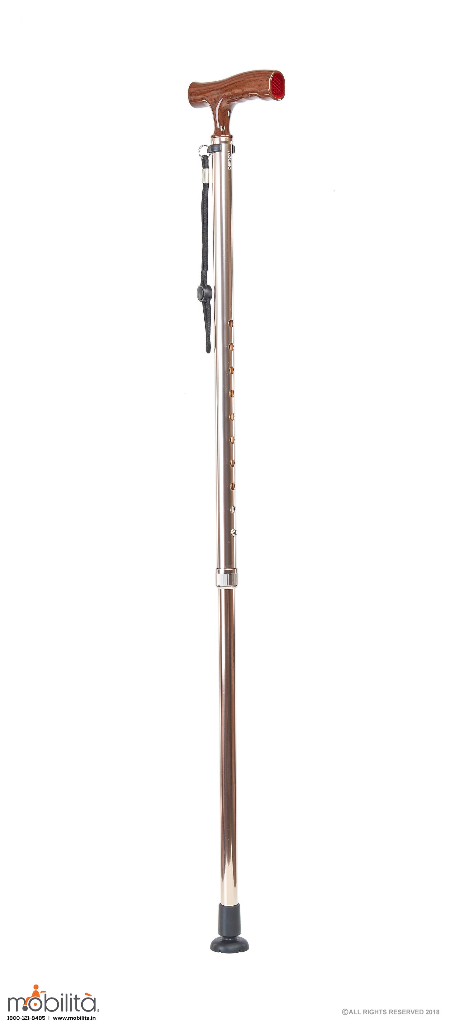 M 706 - Walking Cane - Single Foot - Straight Shank - Champagne Gold