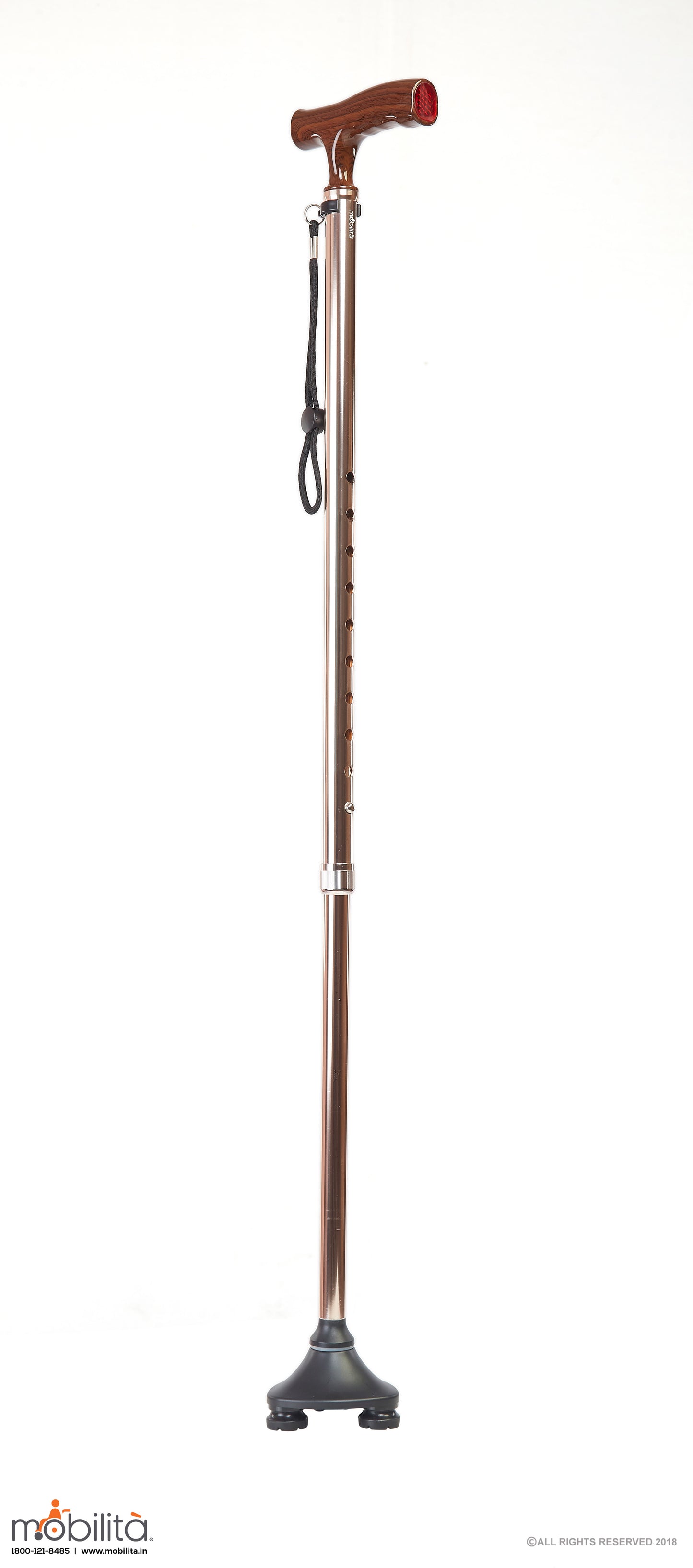M 707 - Walking Cane - Triangle Foot - Straight Shank - Champagne Gold