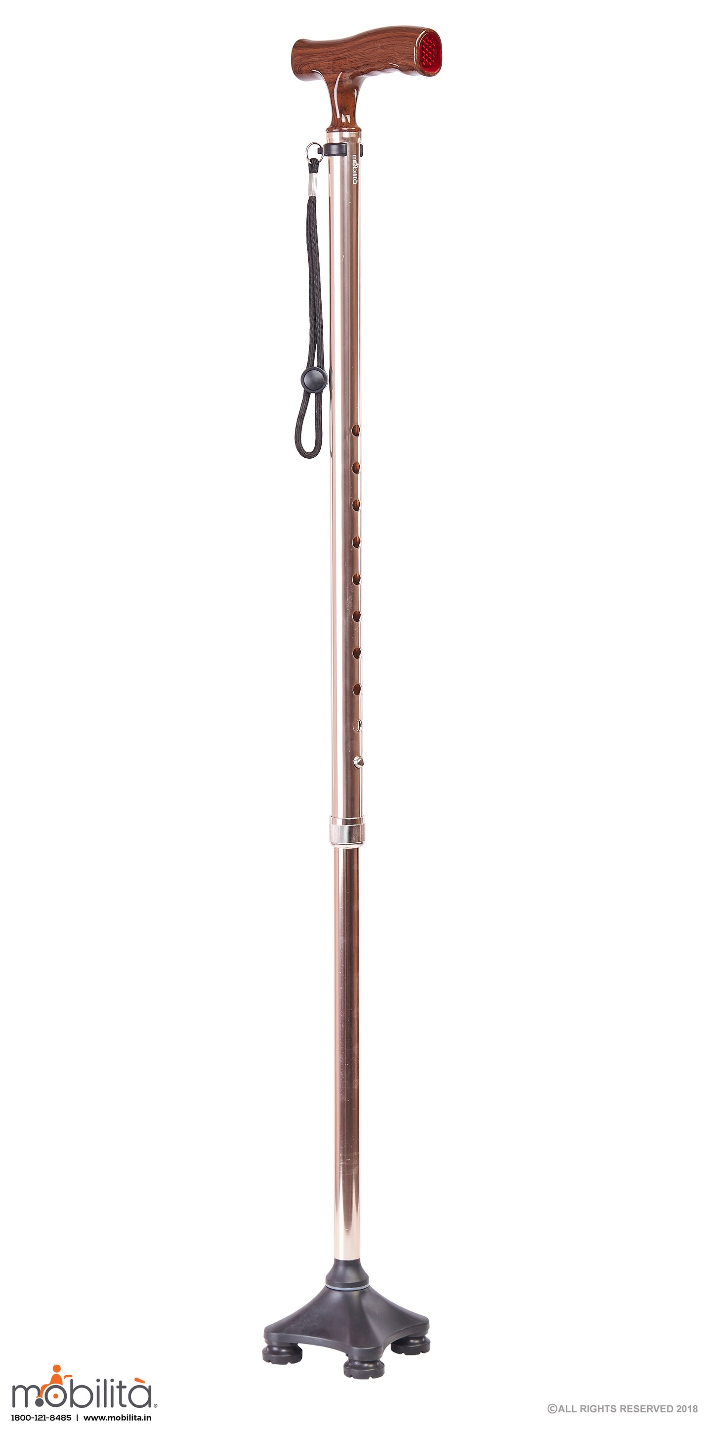 M 708 - Walking Cane - Square Foot - Straight Shank - Champagne Gold