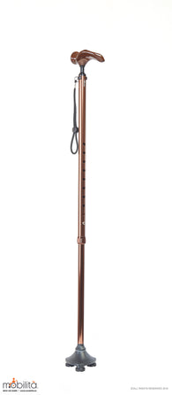 M 712 - Walking Cane - Single Foot - Palm Shaped Handle - Champagne Brown
