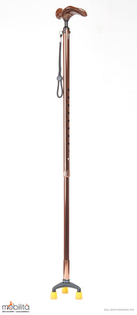 M 714 - Walking Cane - Triangle Paw - Palm Shaped Handle - Champagne Brown