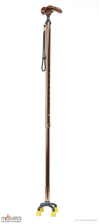 M 715 - Walking Cane - Square Paw - Palm Shaped Handle - Champagne Brown