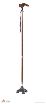 M 718 - Walking Cane - Square Foot - Palm Shaped Handle - Champagne Gold